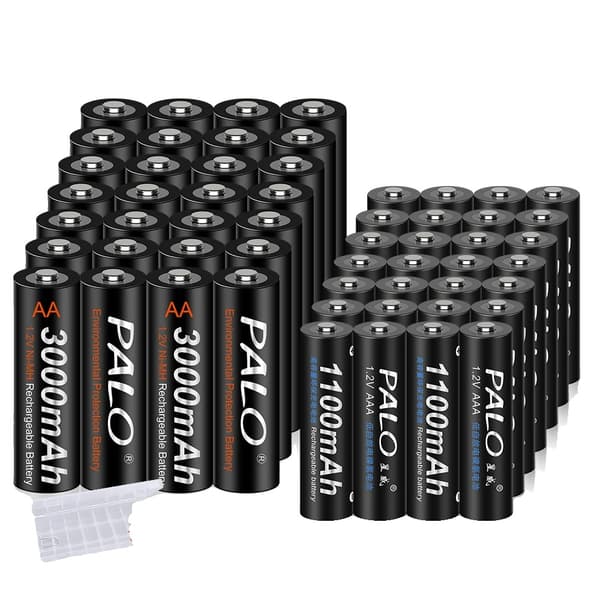 Uppladdningsbara batterier, 1100mAh (AAA), 3000mAh (AA), 28AA AAA