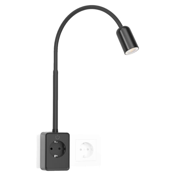 Lukulamppu, himmennettävä LED, joustava kaula, Musta