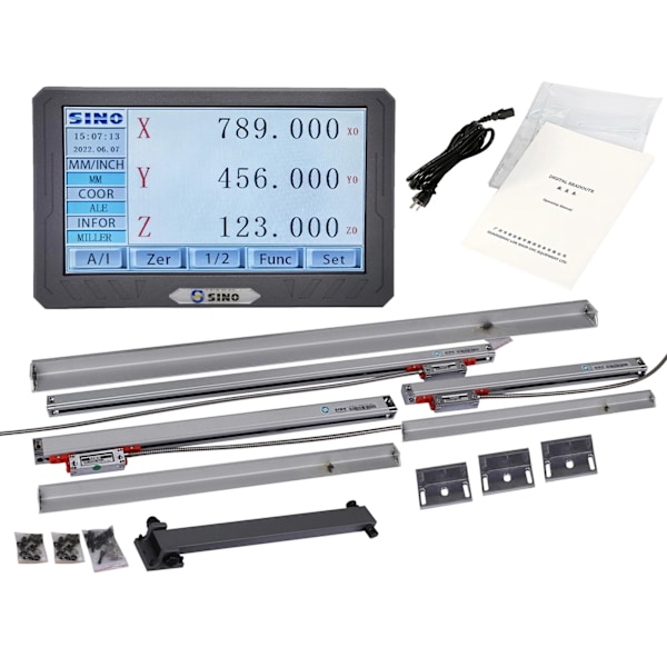 3-akselinen digitaalinen mittausjärjestelmä, kosketusnäyttö, 0,005 mm tarkkuus,3-akselinen DRO-sarja 3 Axis Dro Kit 3 Axis DRO kit