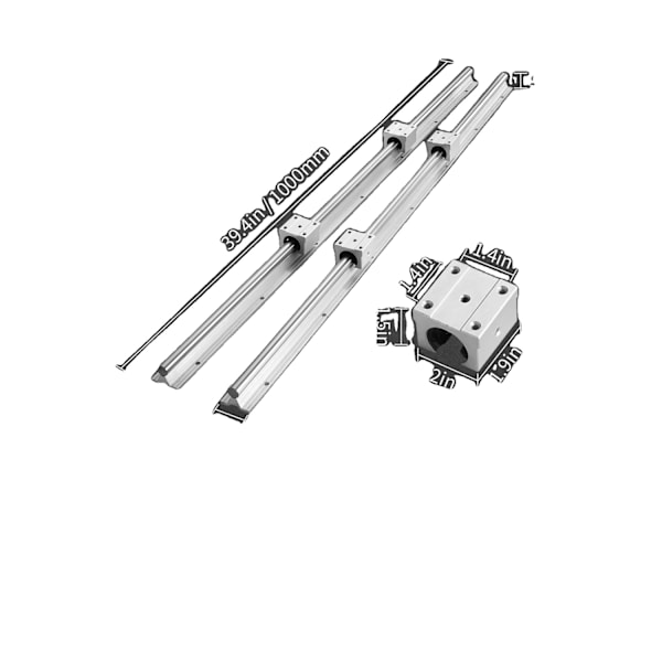 VEVOR Lineær Guide Rail Sæt, Høj Kulstofstål & Aluminium, 800/1000/1200 mm Længde,20 mm-1000 mm 20mm-1000mm 20mm-1000mm