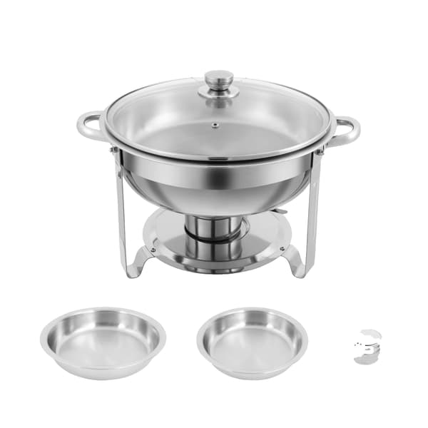 Chafing Dish Set, Miljövänligt Material, Rund Form, Stor Kapacitet, Silver