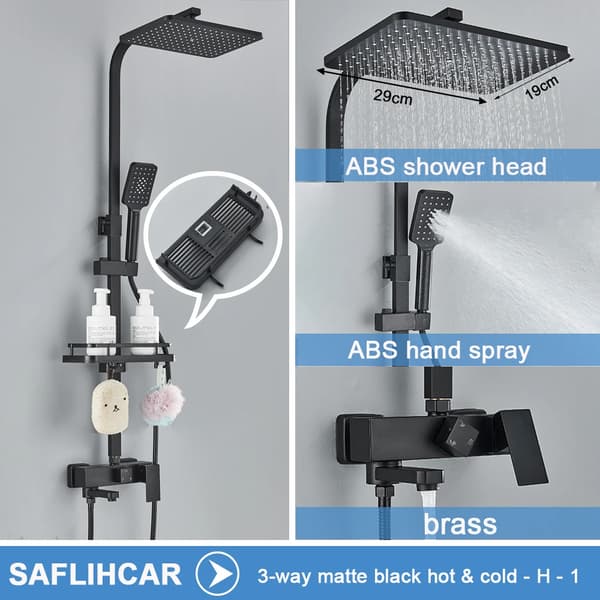 Bruser Sæt, Regnvejr Funktion, Termostatisk Kontrol, sort ABS-3-1