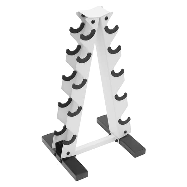 Håndvægte Rack, Pladsbesparende A-Frame Design, Fritstående Opbevaring, HVID