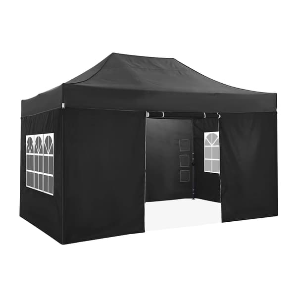 Gazebo, vedenpitävä, irrotettavat sivuseinät, Musta