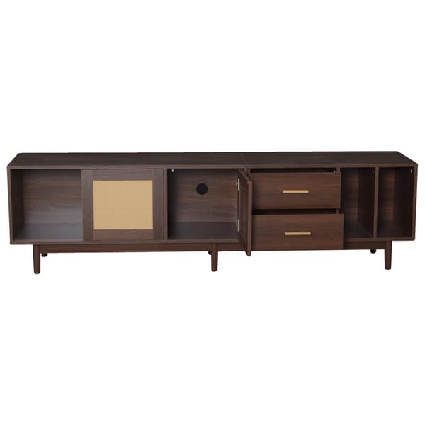 TV-bord, moderne MDF-design, opbevaring med skuffer, Brun