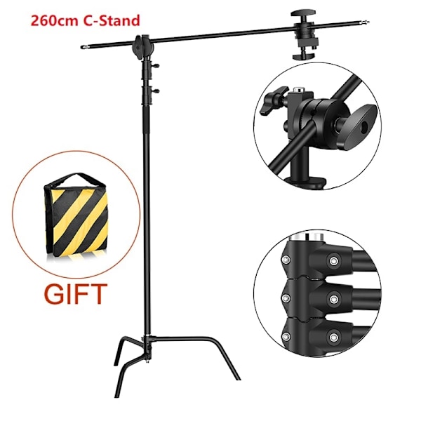 Fotografering C-Stand, Rustfrit Stål, Justerbar Højde 153-330cm,SH-MST-30B SH-MST-30B SH-MST-30B