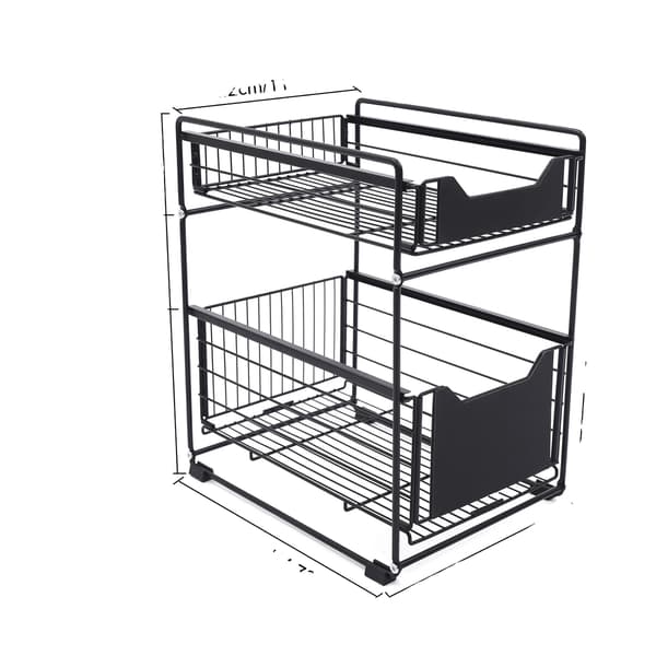 Under Sink Organizer, 2 niveau, Fritstående design, sort