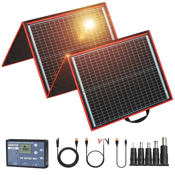 Dokio Bærbar Sammenklappelig Solpanel, 200W Maksimal Effekt, Monokrystallinsk Materiale, 160W solpanel sæt