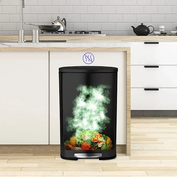 Rektangulär Soptunna, Rostfritt Stål, Mjukstängande Lock