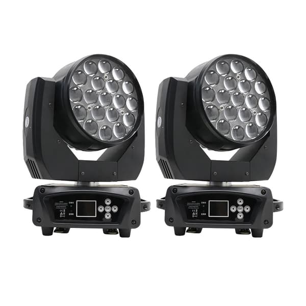 Bevægelseshovedlys, 19 LED-kilder, DMX-kontrol, 2stk, EU Stik