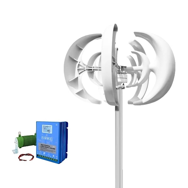 Vertikal Vindturbint, För Hem, Husbil, Båtbruk, 6kWh/Dag Produktionen, 3000W Effekt With LCD controller 48V With LCD controller 3000W