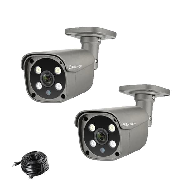 Säkerhetskamera, AI Mänsklig Detektion, Nattseende, 2Pcs 5MP POE 48V