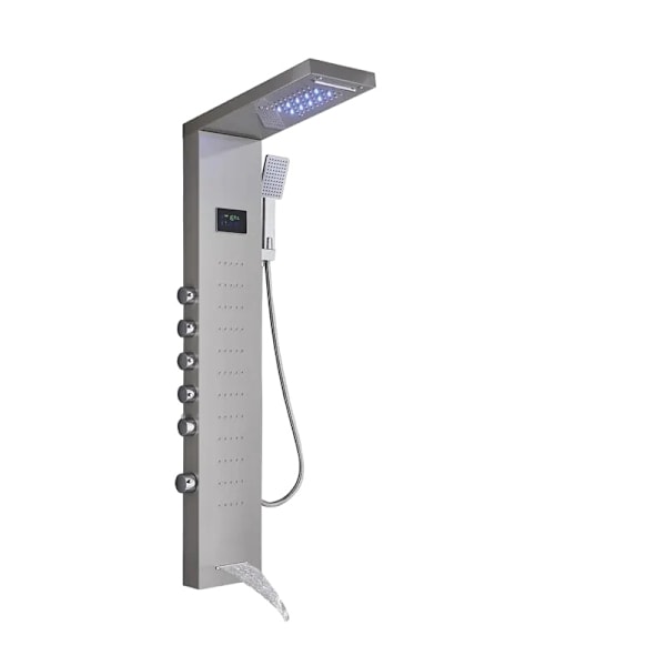 LED Brusepanel, Dobbelt Vandfald & Regnvejr Tilstande, Digital Temperatur Display,Nickel 8013 Nickel 8013 Nickel 8013