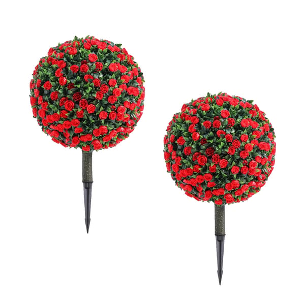 Topiary Kugletræer, Holdbart Materiale, Vedligeholdelsesfrit, rød