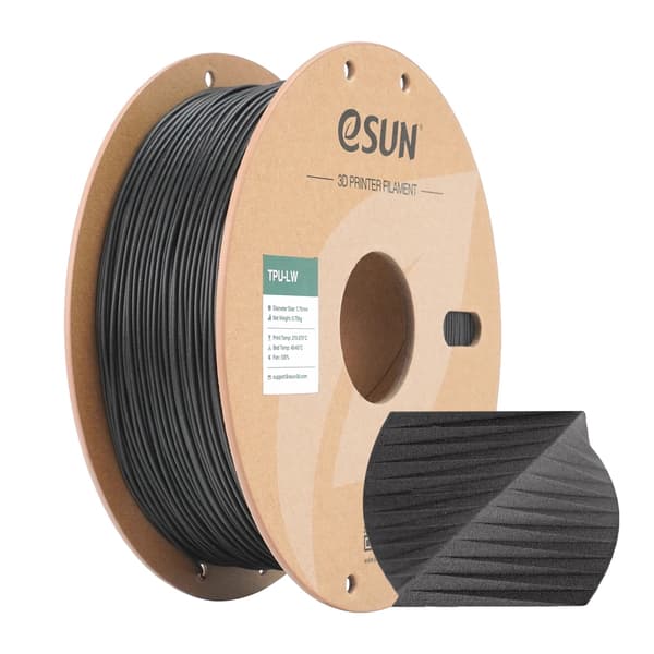 eSUN TPU 3D-printer filament, 1,75 mm diameter, 750 g nettovægt, sort