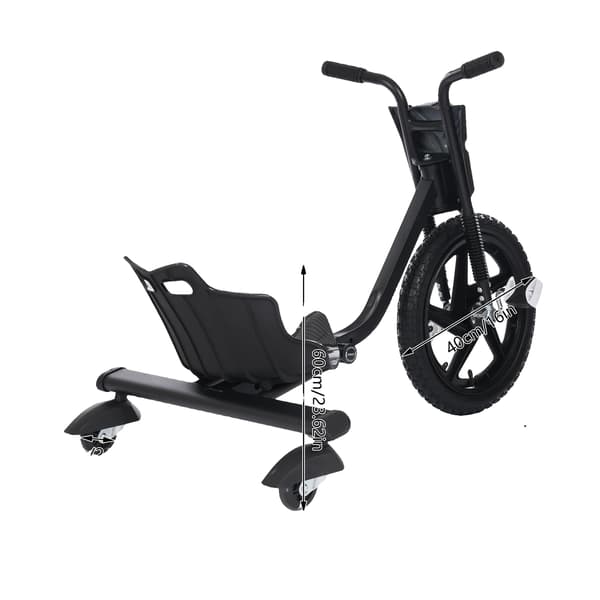 Drift Trike, Justerbart Sæde, 360° Drejelig Baghjul, sort