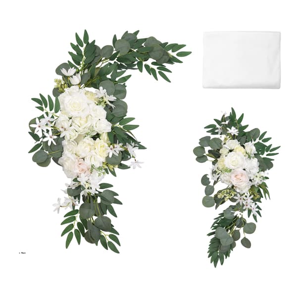 Artificiell Bröllopsbåge Blomsterkit, Elegant Blomsterdesign, Mångsidiga Draperier, 3p Set TypG