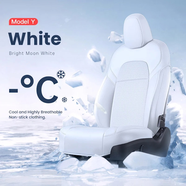 Kølende Bilsæde Pude, Fire Årstider, Vandtæt Læder,Hvid 1 stk. White 1PC
