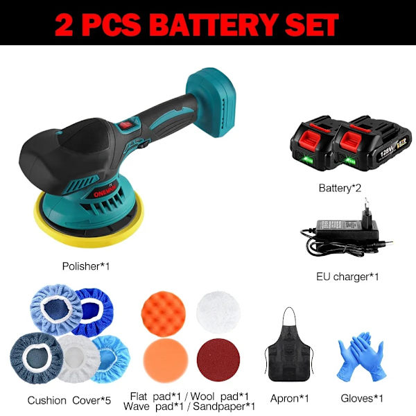 Trådlös Bilsvarv, 21V Litiumbatteri, Justerbar 2500-7000 RPM,2 Batteri Sett 2Battery Set 2Battery Set