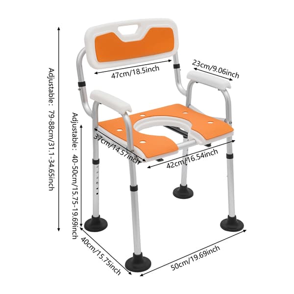 Duschstol, Höjdjusterbar, Hög Kapacitet, Orange