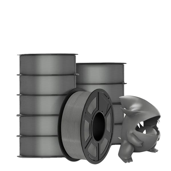 PLA 3D Filament, 1,75 mm Diameter, 10 st Set, Kompatibel med FDM-skrivare, PLAMT Grå 10st