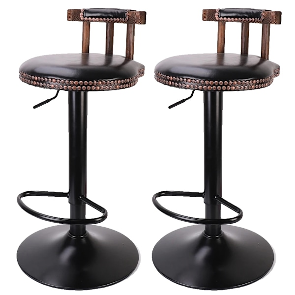 Barstol Set, Retrodesign, Justerbar Höjd, Svart Black Black