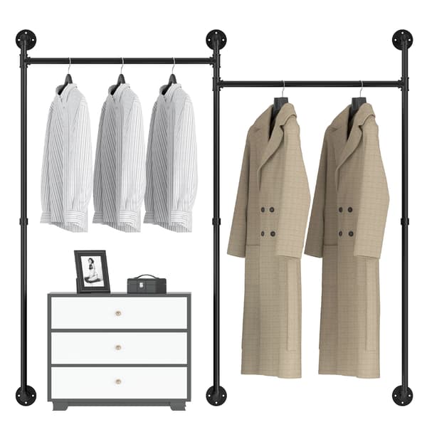 Tøjstativ, Væghængt, Industriel Stil, sort