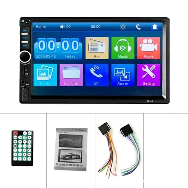 7-tommers Touchscreen Bil Stereo, Bluetooth & USB, FM & MP5 Afspiller,Ingen Carplay NO Carplay No Carplay