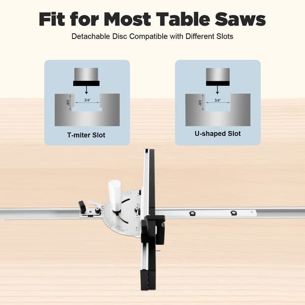 Bordssåg Miter Gauge, Justerbara Vinklar, Robust Stängseldesign, Silver