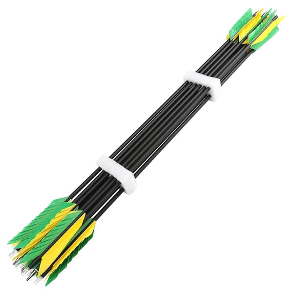 Bueskydning Pil, Carbon Skaft, Stålspids, 12stk grøn