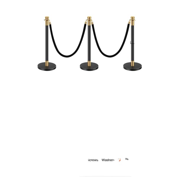 Stolpe Crowd Control Barriers, Fyldbar Base, 5 ft Fløjl Reb, 6 Pcs 4 Sorte Reb
