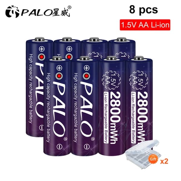 Uppladdningsbart batteri, 1,5V nominell spänning, 2800mWh kapacitet, 8PCS AA