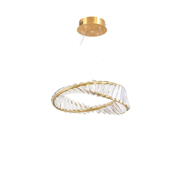 LED Luksus Ring Pendel Lys, Skiftelige Farvemuligheder, Elegant Krystal Design, D40cm, 3 farver Skiftbar