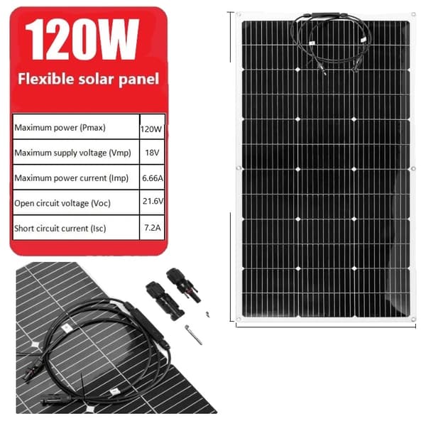 Flexibla solpaneler, 120W & 100W effektutgång, lätt design, hög effektivitet., 120W Solpanel