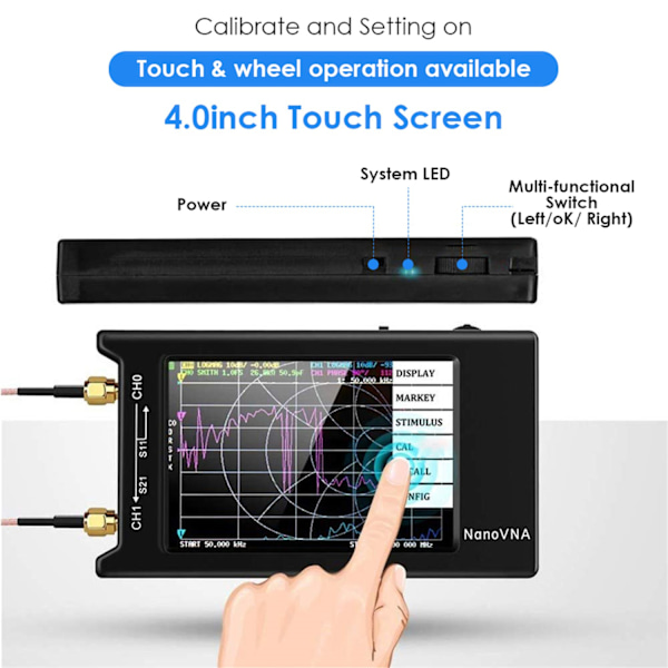 NanoVNA nätverksanalysator 10KHz-1,5GHz - 4,0-tums LCD-pekskärm EU-lager