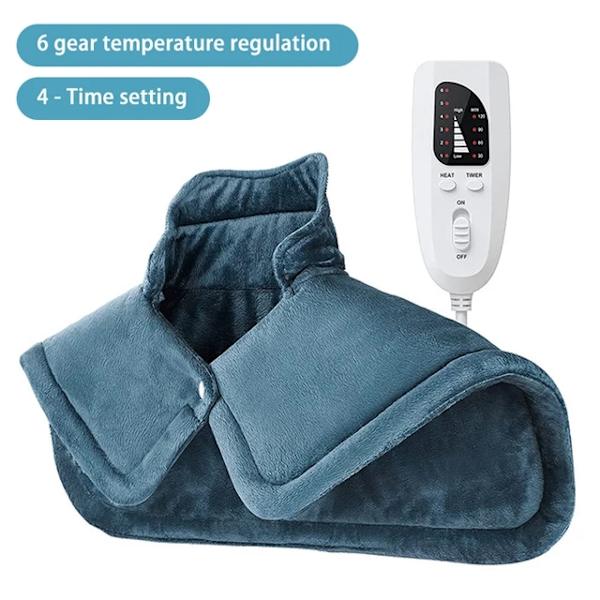 Elektrisk värmekudde, axel nacke ryggvärme, justerbar temperatur Dark Grey