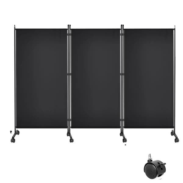 Rummdivider, Flytbar Privatlivsskærm, 3-panel Design, sort, 260x180cm