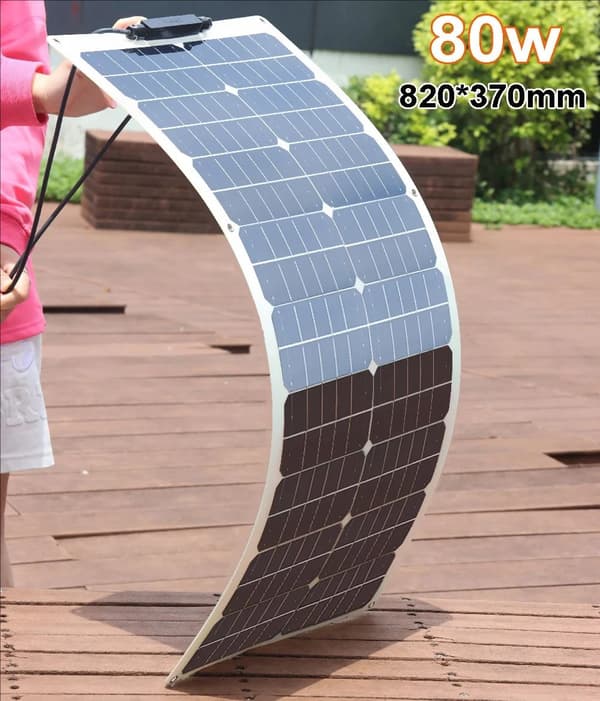 Solpanel, monokristallin, vattentät, 80w 820x370mm-a