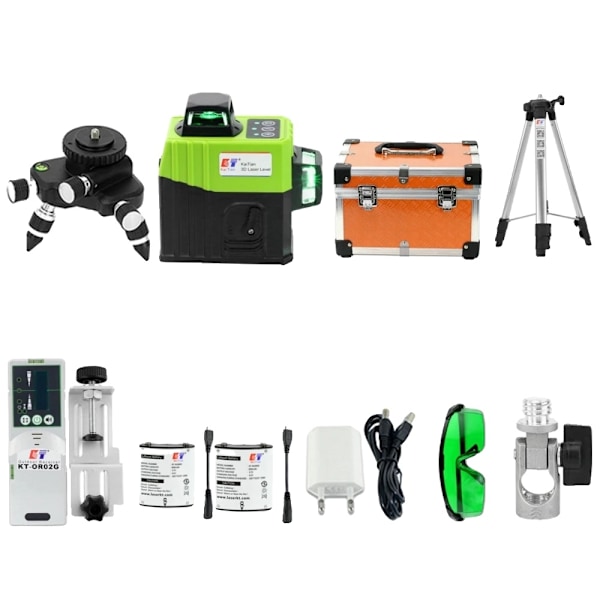 3D5 Laser Niveau, 12 Linjer, Selvnivellerende med 360-graders Rotation,Laser Niveau Modtager Laser level receiver Laser Level Receiver