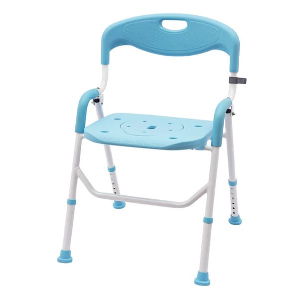 Fällbar Duschstol, 100 kg Kapacitet, Höjdjusterbar Design, Blå