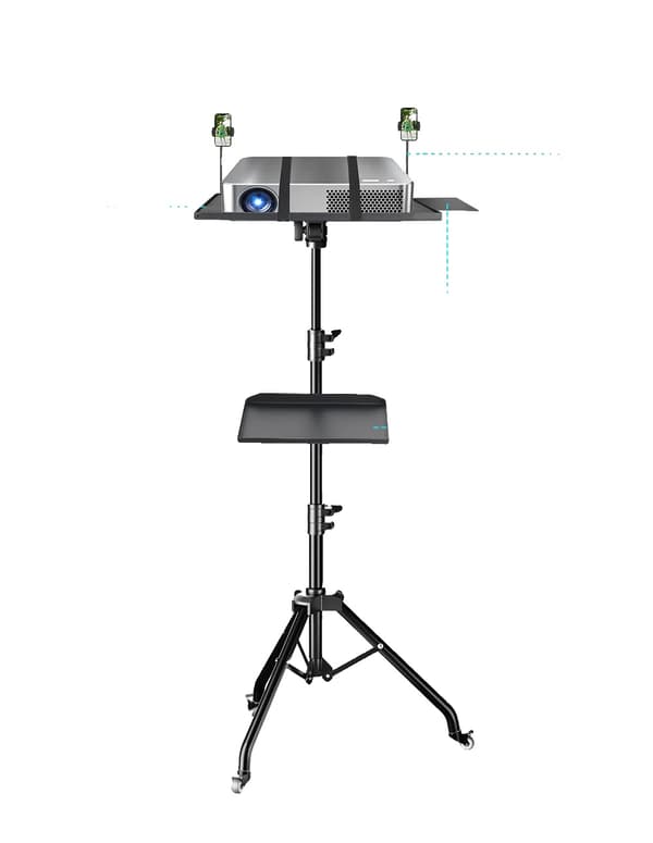 Projektor Stativ, Justerbar Höjd, Dubbel Bricka, 145CM
