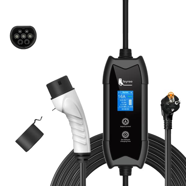 EV-lader, Bærbart design, Realtidsovervågning, Type2 3.5KW 16A