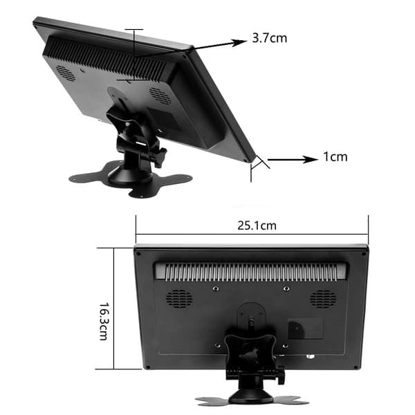 Bilmonitor, HD 1024*600 LCD, VGA/BNC/USB/AV-ingång