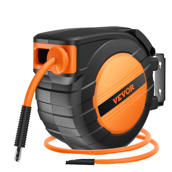 Retractable Air Hose Reel, 3/8 tommer diameter, 50 fod længde, automatisk tilbageviklingsmekanisme
