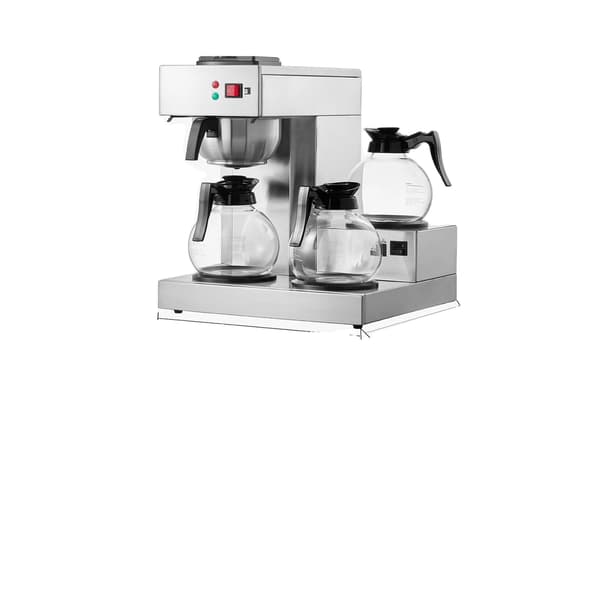 Kaffemaskine, 12 kopper kapacitet, 3 kander og varmeplader, 3 Varmeplader