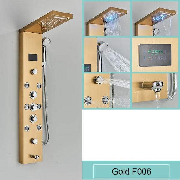 LED Duschpanel, Vattenfall Regndusch, SPA Massage Jet
