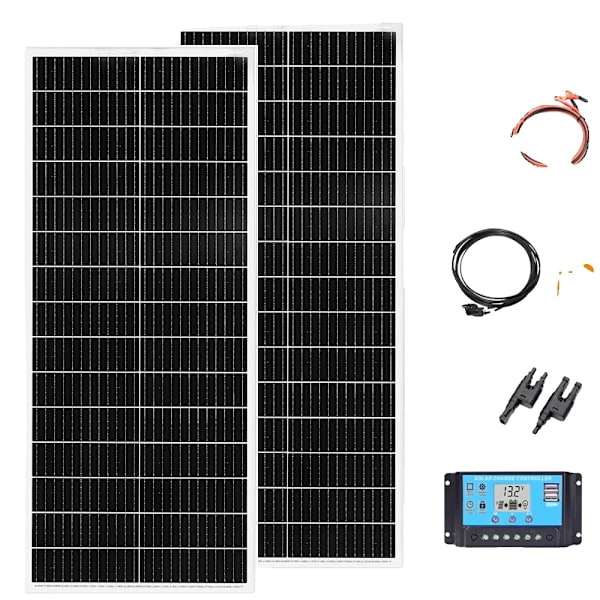 Rigid solpanel, 200W maximal effekt, 24% celleffektivitet, monokristallint kisel,12v24v200w kit
