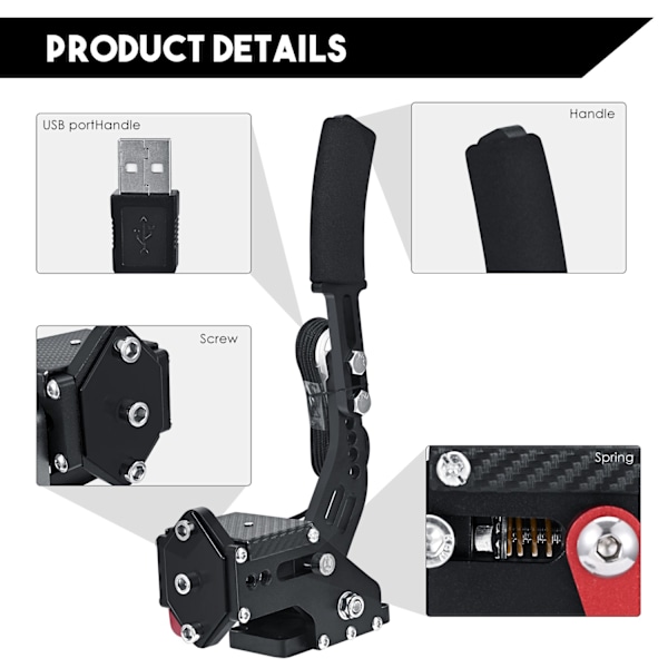 14-Bitin USB-käsijarru, SIM PC-ajopeleihin, Yhteensopiva Logitech- ja Fanatec-järjestelmien kanssa Red