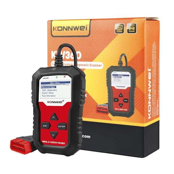 OBD2 Scanner, Fuld Systemdiagnose, Fejlkodshåndtering, KONNWEI KW360