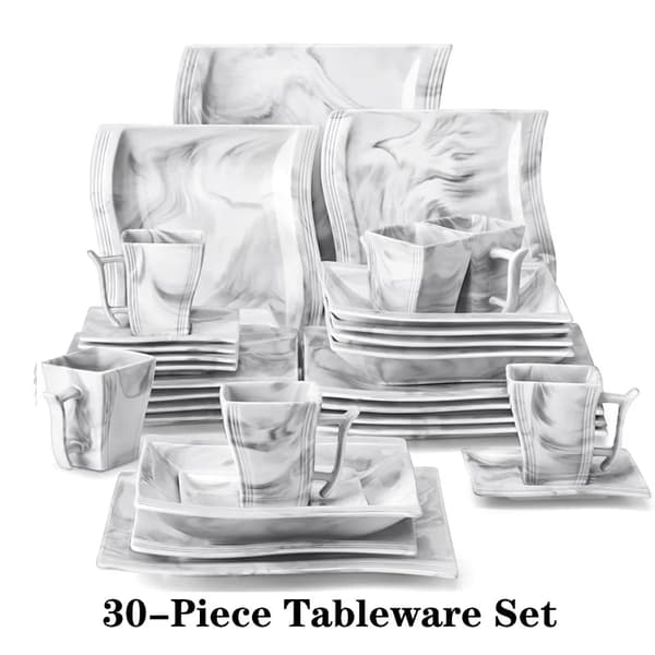 Servisesæt, Elegant Design, Højkvalitets Porcelæn, 30PCS